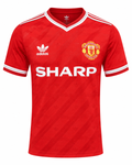1986-1988 Manchester Red Retro Home Jersey (Player Version) – Vintage Diagonal Jacquard Trefoil Football Shirt