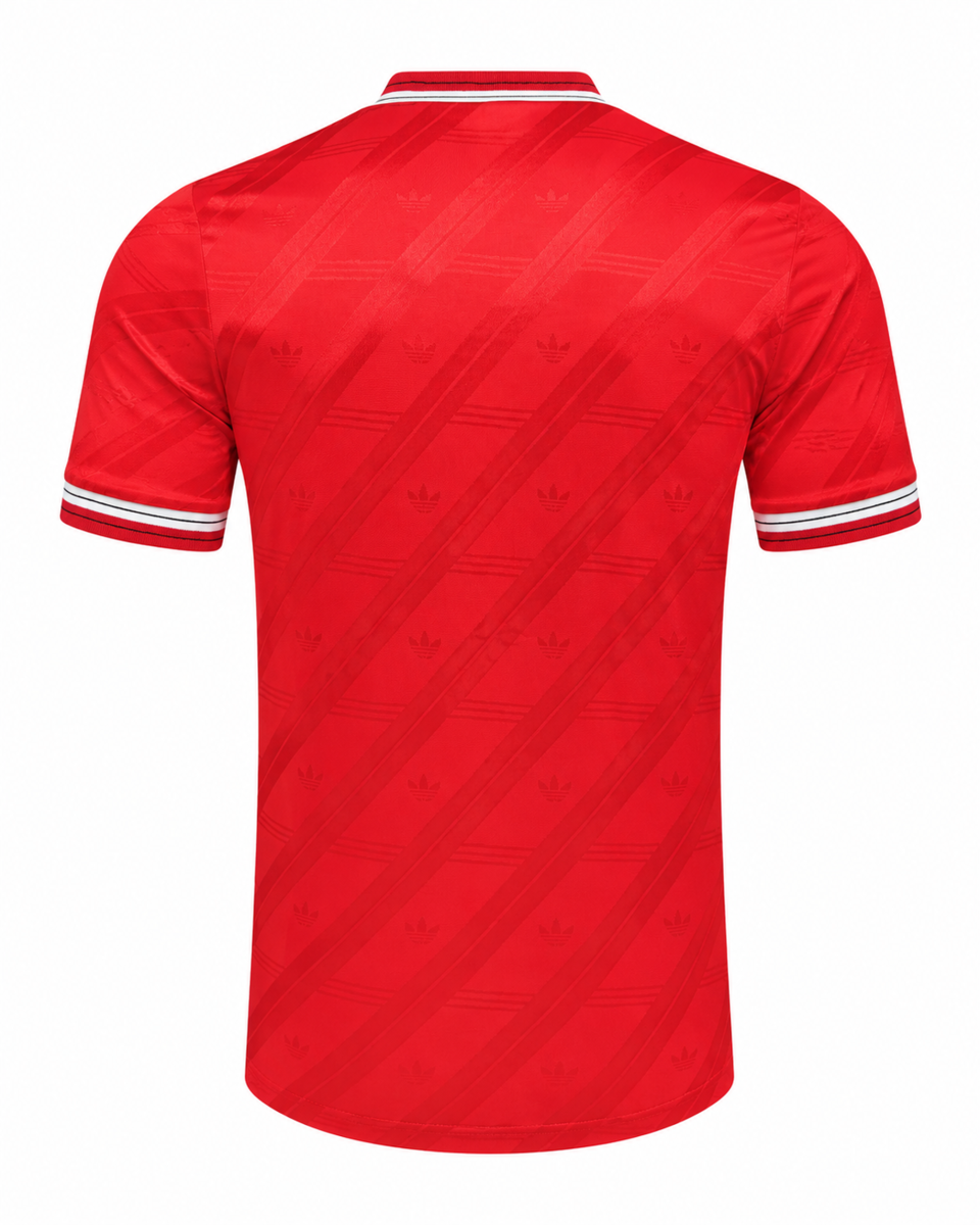 1986-1988 Manchester Red Retro Home Jersey (Player Version) – Vintage Diagonal Jacquard Trefoil Football Shirt