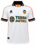 1999-2000 Valencia Retro Home Jersey (Player Version) – Vintage White & Black Bat Crest Football Shirt