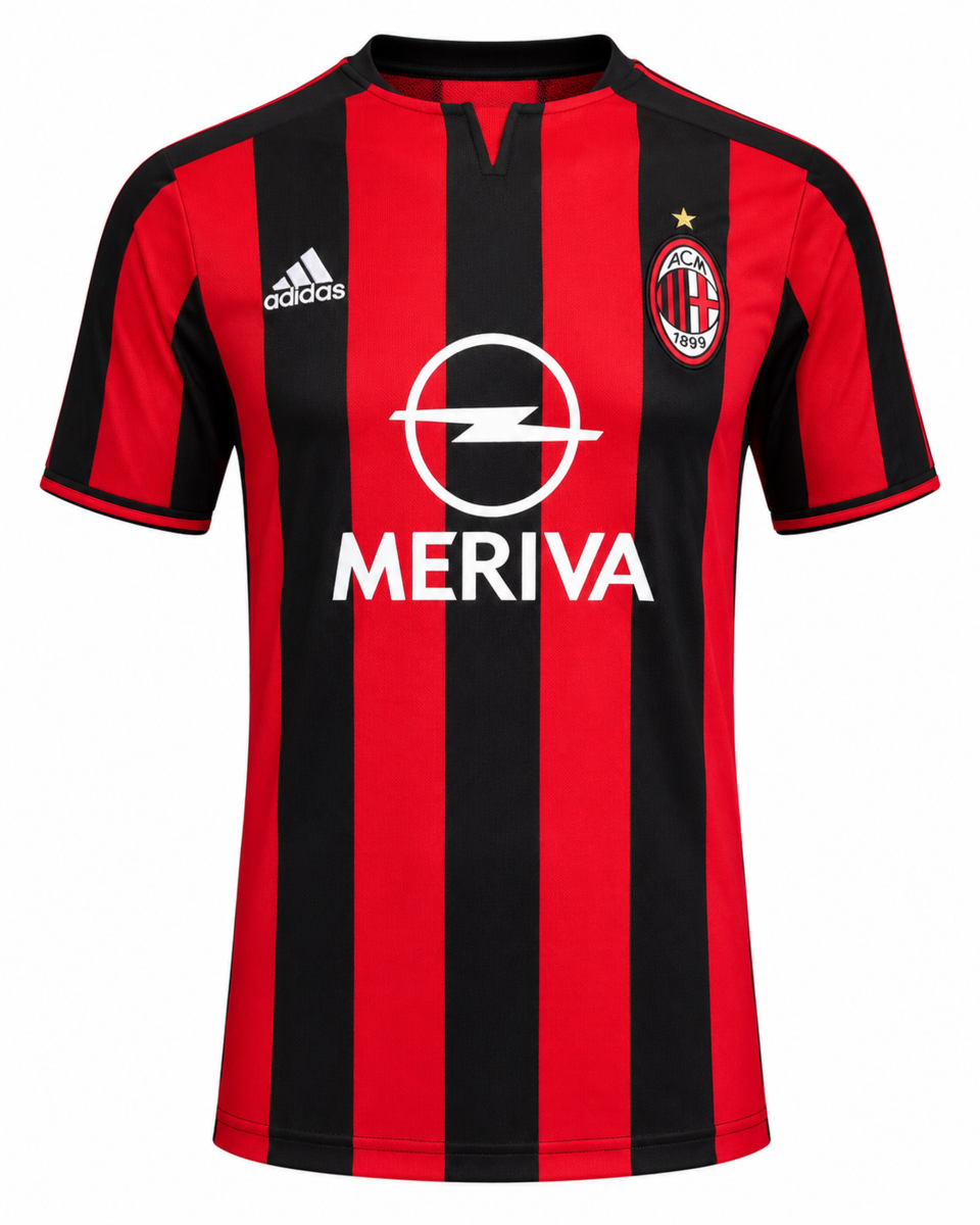 2003-2004 AC Milan Retro Home Jersey – Vintage Red & Black Striped Football Shirt