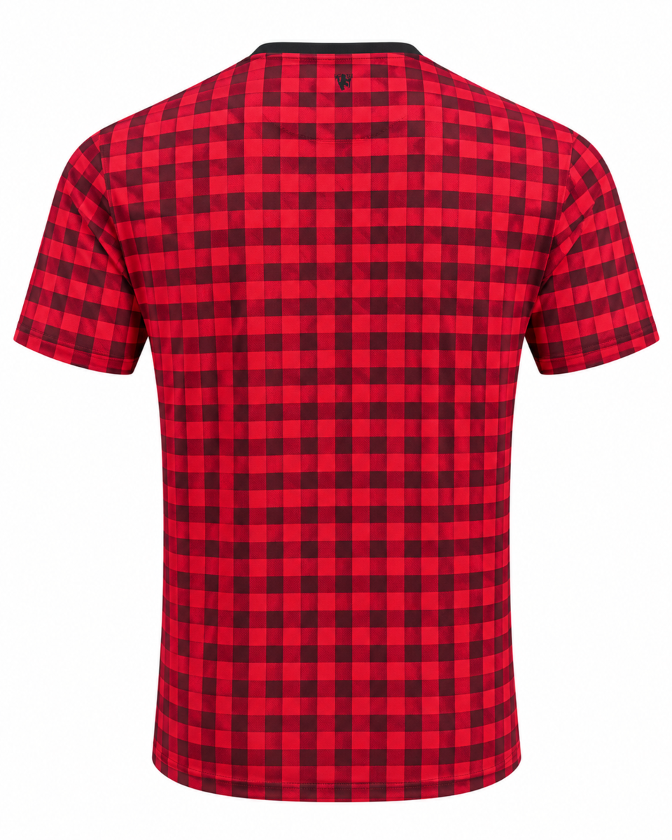 2012-2013 Manchester Red Retro Home Jersey (Player Version) – Vintage Gingham Check Football Shirt