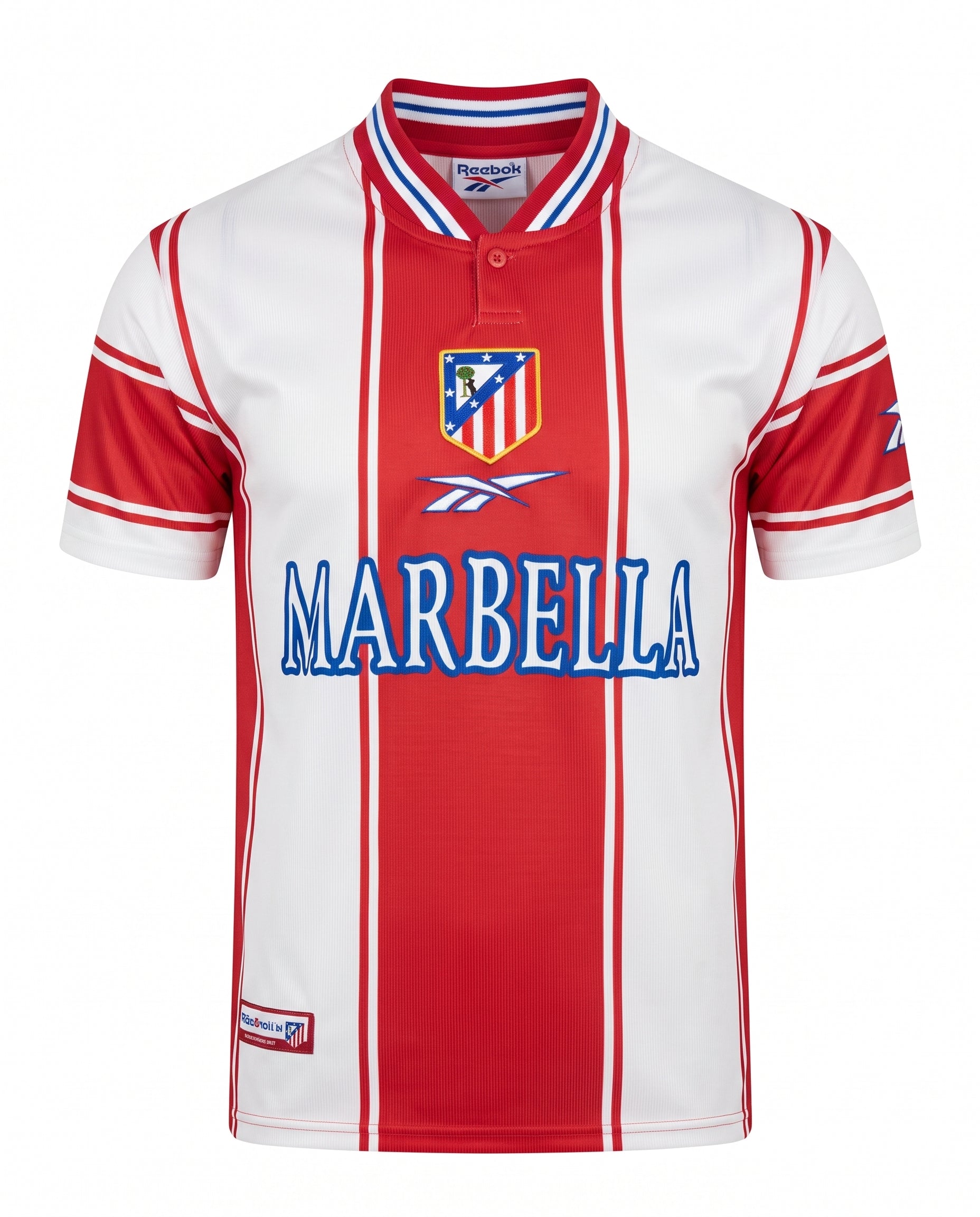 Vintage Late-90s Madrid Home Football Jersey – Red & White Stripe Retro Kit