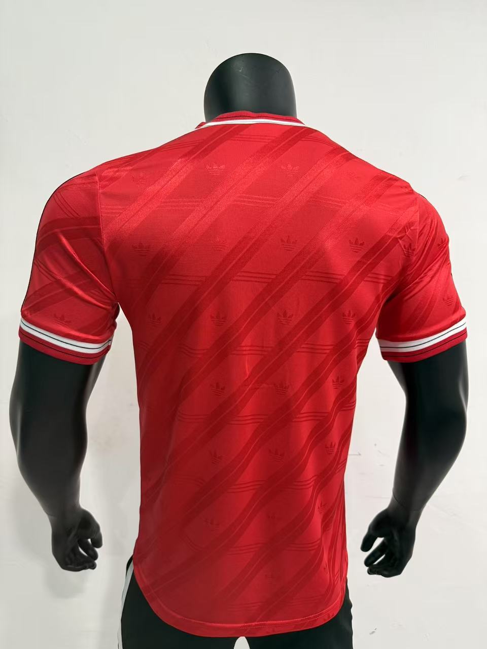 1986-1988 Manchester Red Retro Home Jersey (Player Version) – Vintage Diagonal Jacquard Trefoil Football Shirt