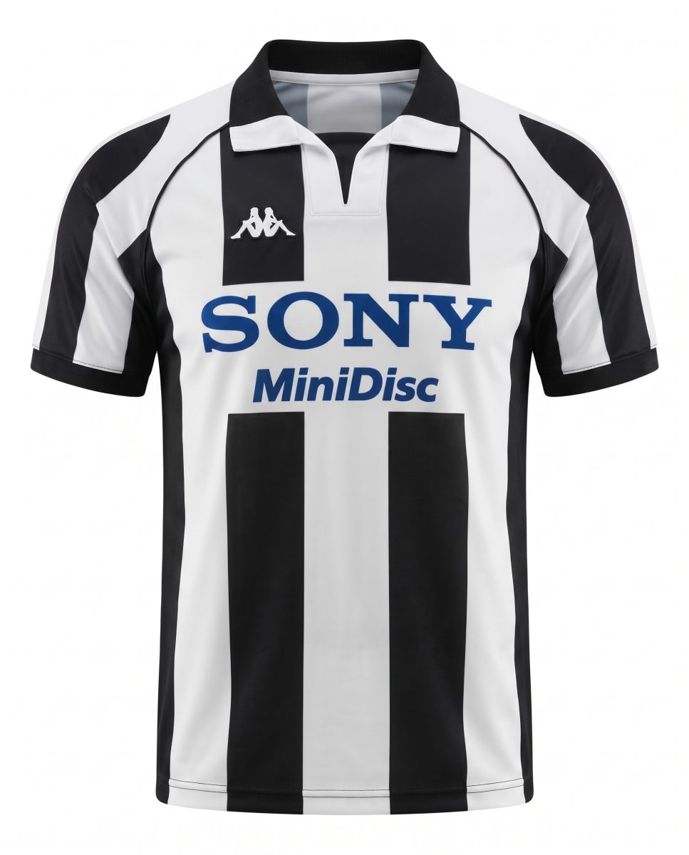 Juventus 1997-1998 Home Style Football Jersey Black White Striped Soccer Shirt Short Sleeve Retro Fan Edition
